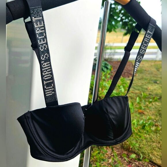 Victoria's Secret lined black bling balconet bra 32B limited edition NEW - Picture 6 of 11